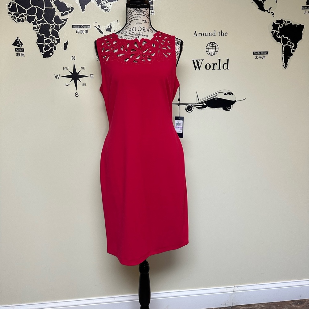 Tommy Hilfiger pink/red stretch shift dress.